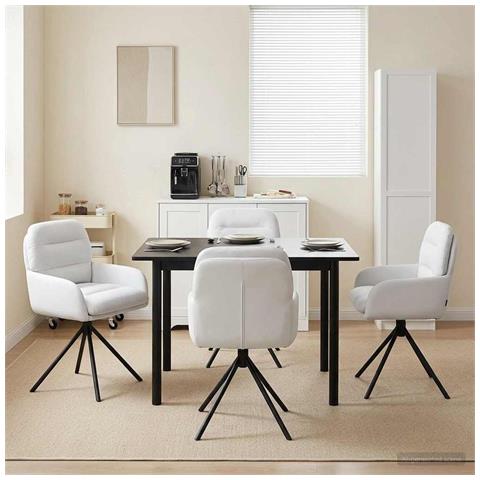 Sedie da pranzo girevoli 4 pcs Similpelle Bianco - Foto 2
