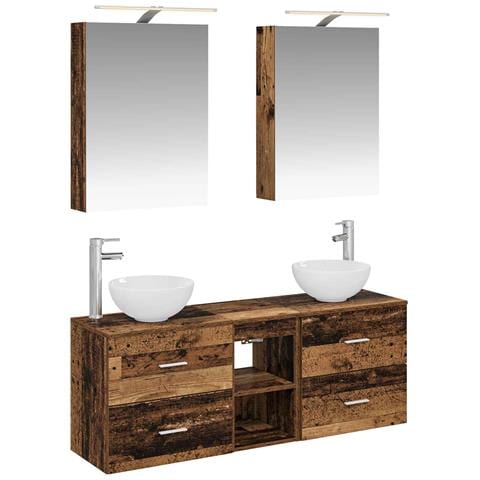 Set di Armadi da Bagno 5 pcs Legno antico 50 x 14,5 x 70 cm - Foto 1