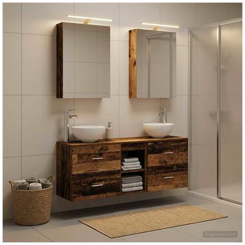 Set di Armadi da Bagno 5 pcs Legno antico 50 x 14,5 x 70 cm - Foto 2