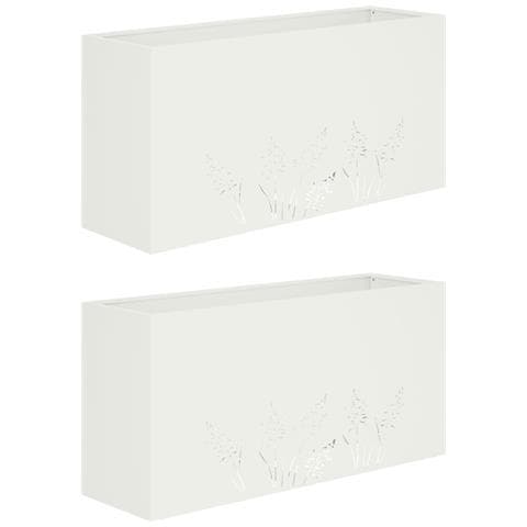 Vaso da giardino 2 pz Bianco 100 x 30 x 49 cm - Foto 1