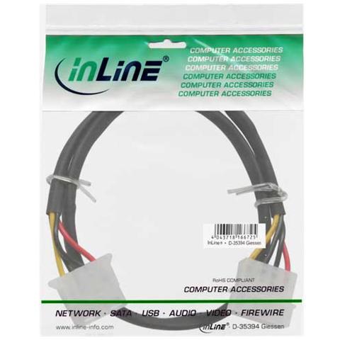 cavo prolunga alimentazione interna da alimentatore 5,25" 4pin maschio a fddhdd 5,25" 4pin femmina, tondo, 50cm - Foto 2