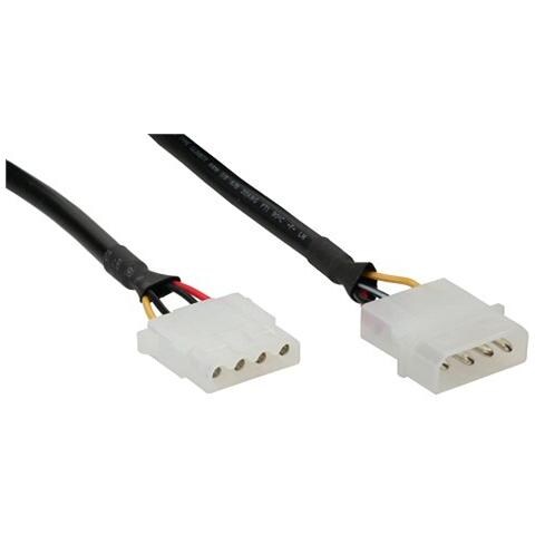 cavo prolunga alimentazione interna da alimentatore 5,25" 4pin maschio a fddhdd 5,25" 4pin femmina, tondo, 50cm - Foto 1