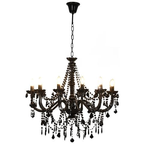 Lampadario Con Perline Nero 12 Lampadine E14 - Foto 2