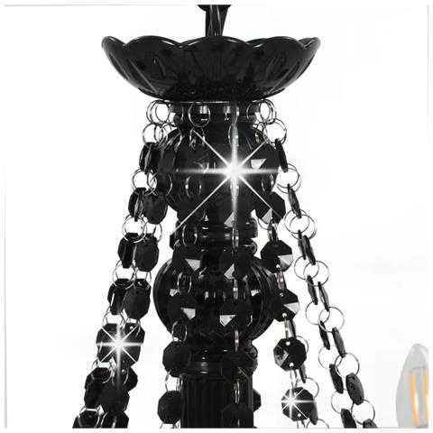 Lampadario Con Perline Nero 12 Lampadine E14 - Foto 7