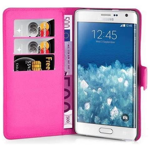 Custodia Compatibile Con Samsung Galaxy Note Edge In Rosa Vivo - Coperchio Protettiva Con Chiusura Magnetica, Funzione Stand E Tasca Per Le Carte - Foto 2