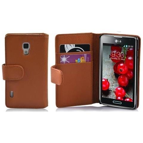 Custodia Compatibile Con Lg Optimus L7 Ii In Marrone Cioccolata - Coperchio Protettivo In Ecopelle Testurizzata E Tasca Per Carte Di Credito - Foto 1