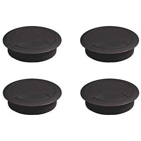 3196417 Confezione Da 4 Passacavi Rotondi Diametro 80 Mm Per Incastrare In Scrivania / tavolo In Plastica Nera - Foto 4