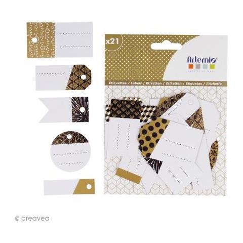  - set Di 21 etichette Regali, Carta, Oro, 12,5 x 1 x 15,5 cm - Foto 1
