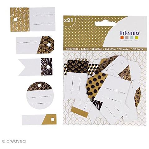  - set Di 21 etichette Regali, Carta, Oro, 12,5 x 1 x 15,5 cm - Foto 2
