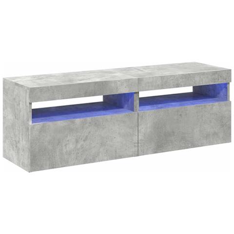 Mobili Porta TV con Luci LED 2 pz Grigio Cemento 60x35 cm - Foto 2