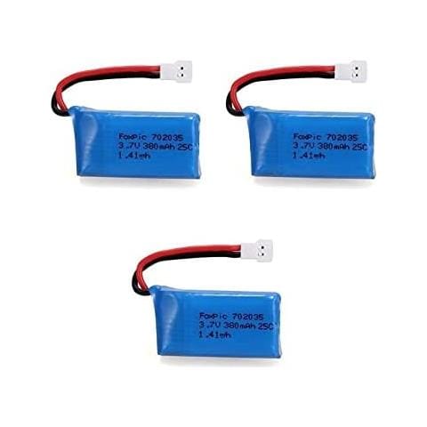 3 Pezzi Batterie Lipo Ricaricabili 3.7v, 380mah Per Rc Droni Quadricotteri Hubsan X4 H107l H107c H107d H107 V252 Jxd 385 - Foto 1