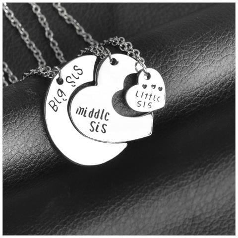 Collane Per Sorelle ""sorellina"", ""sorellina"" E ""sorellina"" Silver - Foto 12