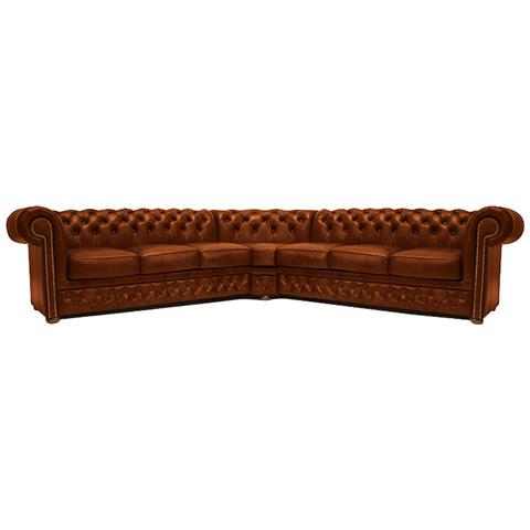 Divano Chesterfield Ad Angolo Chesterfield First Class - 3 Angolo 3 - Cloudy Caramello - Pelle - Foto 1