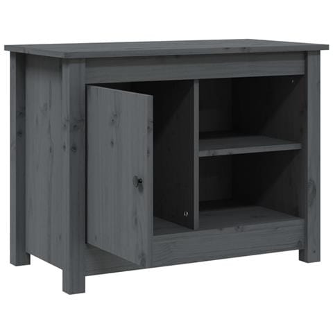 Mobile Porta Tv Grigio 70x36,5x52 Cm In Legno Massello Di Pino - Foto 11