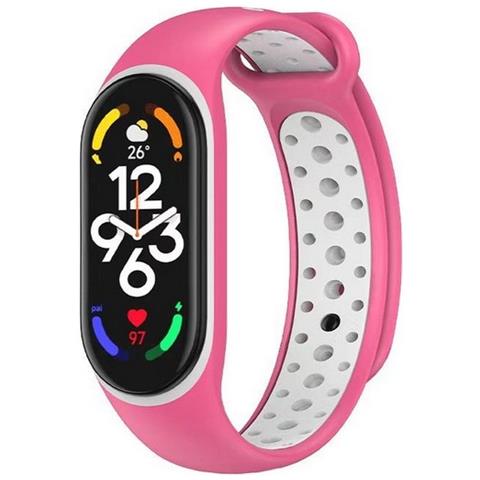 Cinturino Silicone Watch Band Per Xiaomi Mi Band 5 - 6 - 7 White-pink - Foto 1
