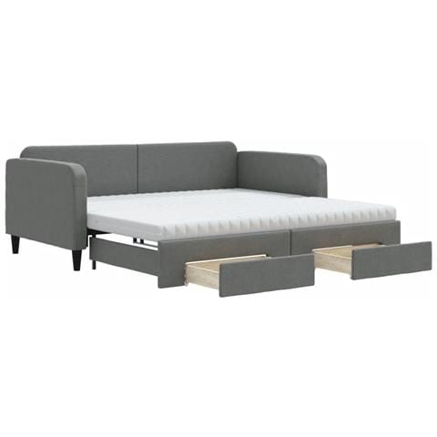 VidaXL Divano Letto Estraibile Con Cassetti - Grigio Scuro, Velluto, 80x200 Cm, Con Materassi In Schiuma - 3