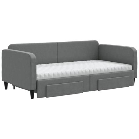 Divano Letto Estraibile Cassetti Grigio Scuro 100x200cm Tessuto - Foto 9