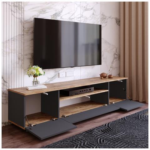 Mobile Tv Grigio E Legno 180 Cm Tyro - Foto 5