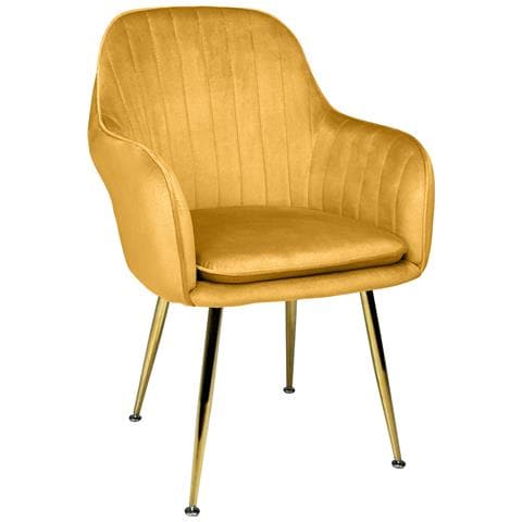 Sedia Da Pranzo In Velluto Giallo Senape Poltroncina Vintage Mod. Celine - Foto 1