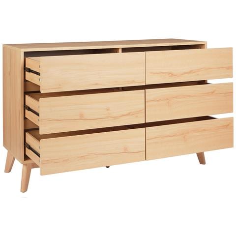 Cassettiera Con 6 Cassetti Legno Chiaro Sardis - Foto 2