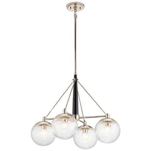 Lampadario Contemporaneo Marilyn Acciaio Nichel Lucido Vetro 4 Luci E27 - Foto 1