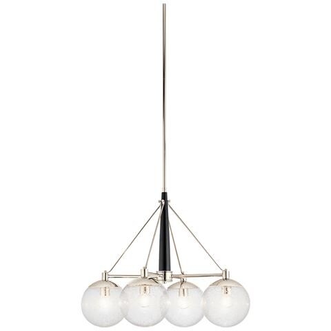 Lampadario Contemporaneo Marilyn Acciaio Nichel Lucido Vetro 4 Luci E27 - Foto 2