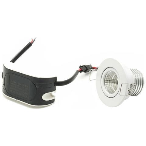 Faretto Led Cob 3 W Luce Bianca 6500k A Incasso Orientabile Bordo Bianco P-45-bf - Foto 2