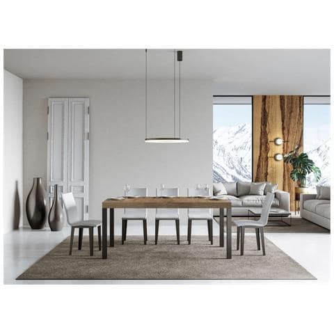 Tavolo Allungabile 90x180/284 Cm Everyday Premium Quercia Natura Telaio Antracite - Foto 4