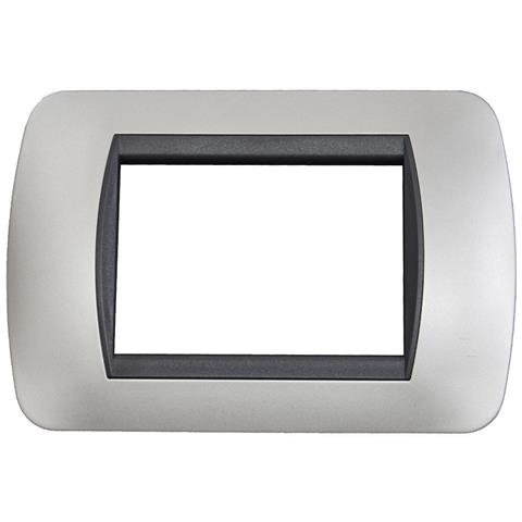 Placchetta Placca Silver Compatibile Living 3 Posti Copri Interruttore Cl 119-02 - Foto 1
