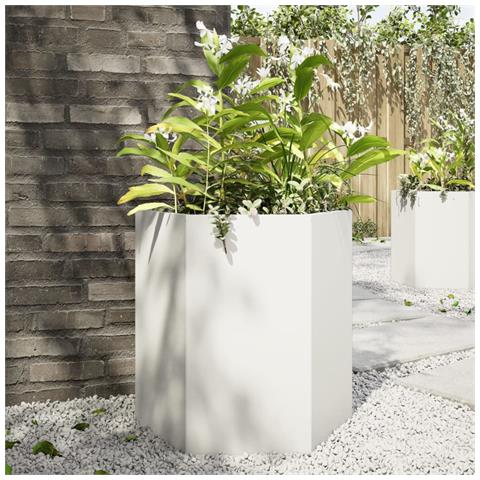 Fioriera da Giardino Bianca Esagono 46x40x45 cm in Acciaio - Foto 10