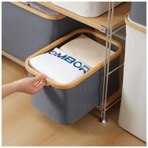 Cesto Portabiancheria Grigio, Contenitore Pieghevole In Tessuto Oxford  S - Foto 4