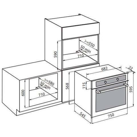 Forno Elettrico da Incasso 7137000 Capacità 89 L Multifunzione Ventilato Colore Nero - Foto 4