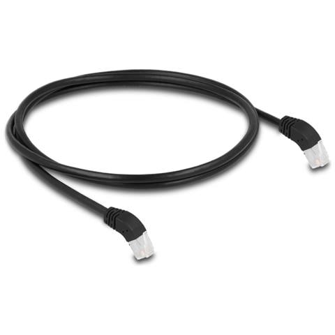 Cavo di rete RJ45 Cat. 6A S /FTP da 45° angolato verso il basso 1 m nero - Foto 1