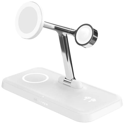 HJ3004WHGL Caricabatterie per dispositivi mobili Cuffie, Smartphone, Orologio intelligente Argento, Bianco dC, USB Carica wireless Ricarica rapida Interno - Foto 1