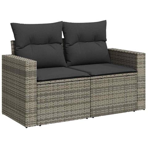 Set Divani Da Giardino 7 Pz Con Cuscini Grigio In Polyrattan - Foto 2