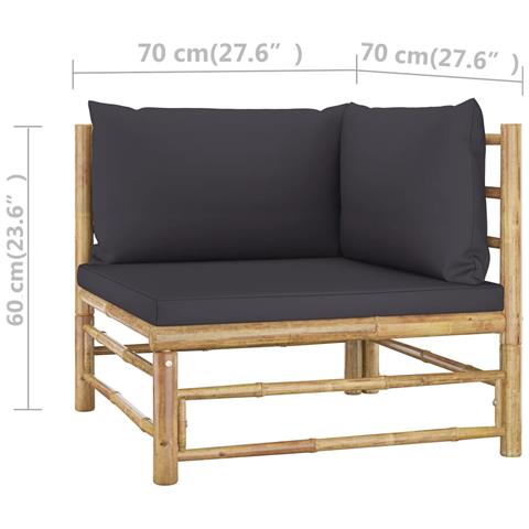 Lusso Casadino -  Set Divani Da Giardino 2 Pz Con Cuscini Grigio Scuro In Bambù - Foto 7