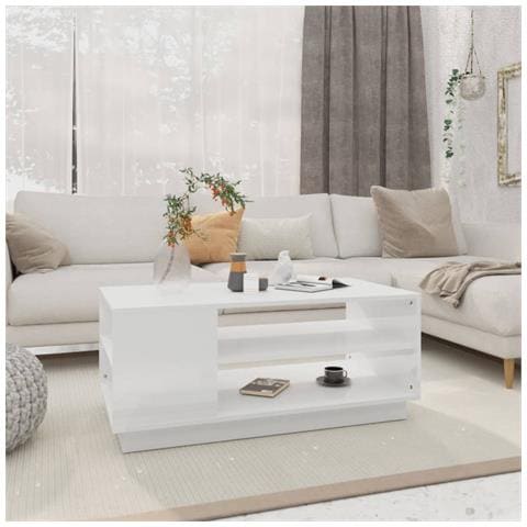 Tavolino Da Salotto Bianco 102x55x43 Cm In Truciolato - Foto 7