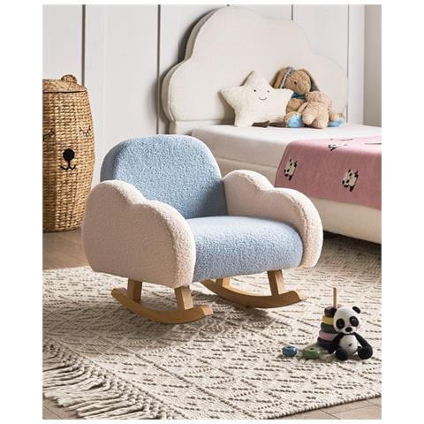 Sedia A Dondolo Per Bambini Bouclé Azzurro Skare - Foto 1
