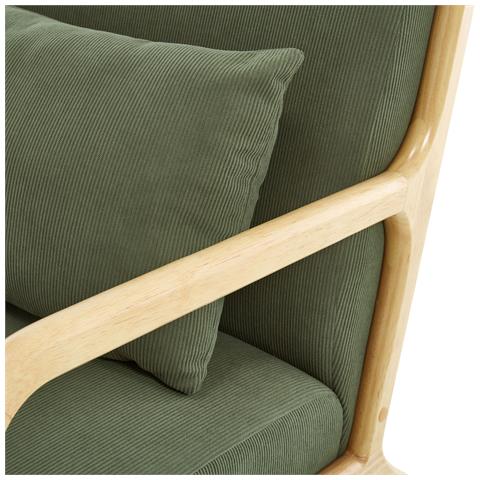 Poltrona Vintage Scandinava Marie In Velluto A Coste Color Cachi E Legno - Foto 2