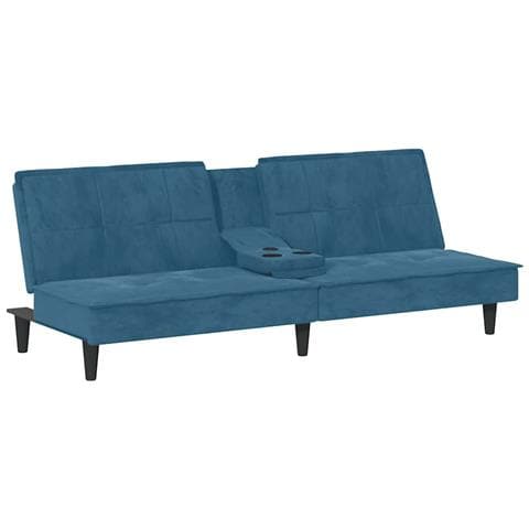 Divano Letto con Portabicchieri in Velluto Blu - Foto 1