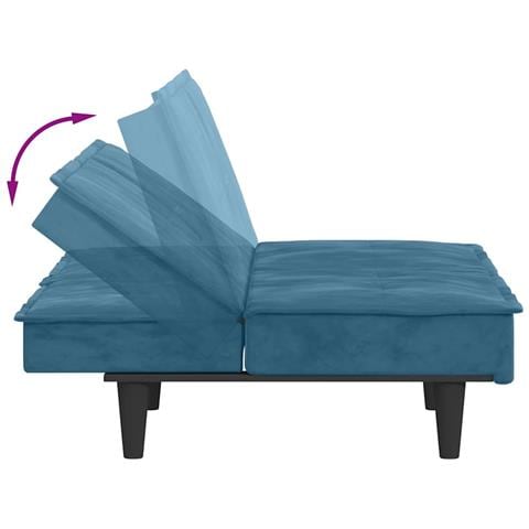 Divano Letto con Portabicchieri in Velluto Blu - Foto 9