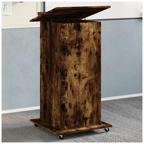 Leggio con Ruote e Cassetto Rovere Fumo 55x55x107cm Multistrato - Foto 2