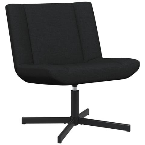 Sedia Girevole Nera Tessuto, Metallo Standard Girevole - Foto 1