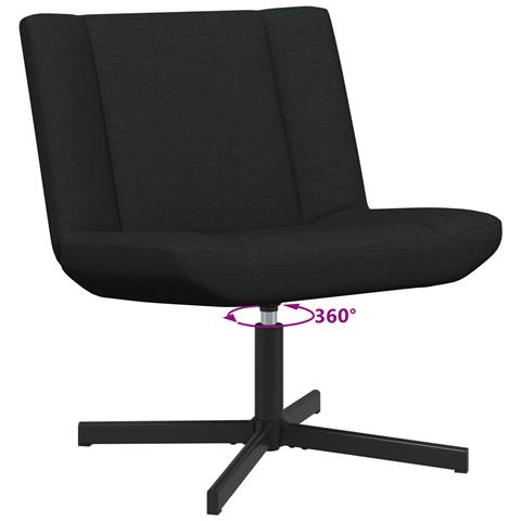 Sedia Girevole Nera Tessuto, Metallo Standard Girevole - Foto 9