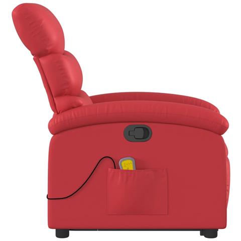 Poltrona Alzapersona Reclinabile Massaggio Rosso in Similpelle - Foto 9