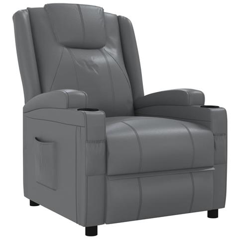 Poltrona Reclinabile Antracite in Similpelle - Foto 1