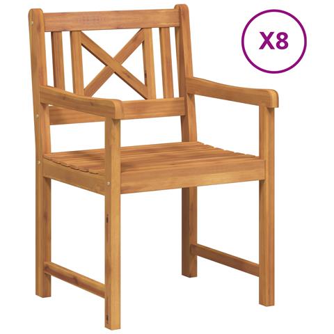 Sedie da giardino  8 pz 56x55.5x90 cm Legno massello di acacia, Sedie da giardino  2 pz 56x56x90 cm Legno massello di acacia - Foto 1