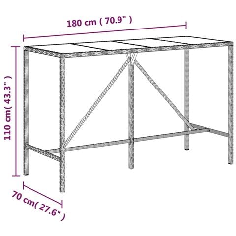 Set Bar Giardino 11pz Grigio Polyrattan e Legno Massello Acacia - Foto 8