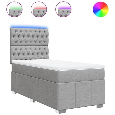 Giroletto a Molle con Materasso Grigio Chiaro 90x190 cm Tessuto - Foto 1