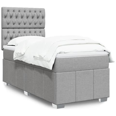 Giroletto a Molle con Materasso Grigio Chiaro 90x190 cm Tessuto - Foto 2
